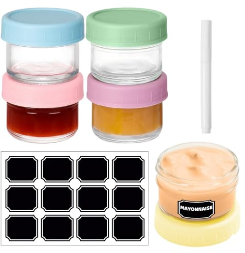 Culinavog Lot De 6 Petit Pot Conservation Bébé, 100ml Pot De Conservation Bebe, Pot Conservation bébé Verre, Petit Pot En Verre Avec Couvercle Pour Nourriture Pour bébés,Passe Au Micro-Ondes