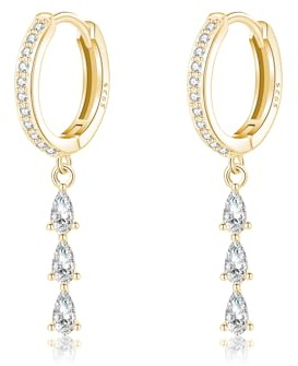 SLUYNZ 925 Sterling Silber CZ Teardrop Creolen Ohrringe Hängend für Damen Mädchen Huggie Ohrringe Ohrhänger