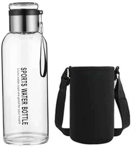 Bouteille d'eau en verre borosilicate, 1000 ml de bouteille d'infuseur de thé en verre transparent, gobelet à thé portable avec infuseur et manche tasse pour boissons, jus, traitements froids chau