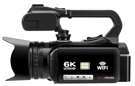 YVAAASIYC Caméscope vidéo Ultra HD 64MP 4K, WiFi 4.0, écran Tactile 18X, caméra numérique for vlogging(6K Video Camera)