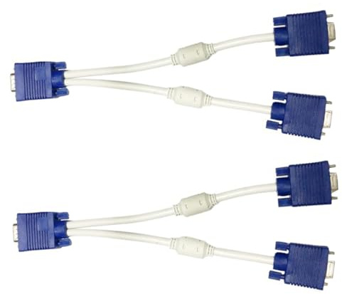 Gatuida Adaptador De Cable Vga 1 Entrada 2 Salidas para Monitor, Adaptador Macho a Hembra Doble, Divisores De Vídeo Estables y Fiables para Duplicar Pantalla, 0.3 Metros, 2 Piezas, Uso Multimedia