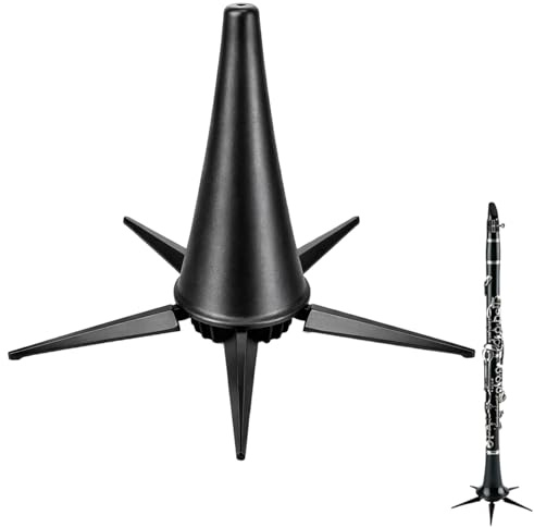 ikBrtaiay Supporto per Clarinetto Nero: supporto per Tromba pieghevole con 5 piedi, 10,5 cm di Tromba pieghevole, supporto a Tromba di Cono Corto, per Clarinetto A e B