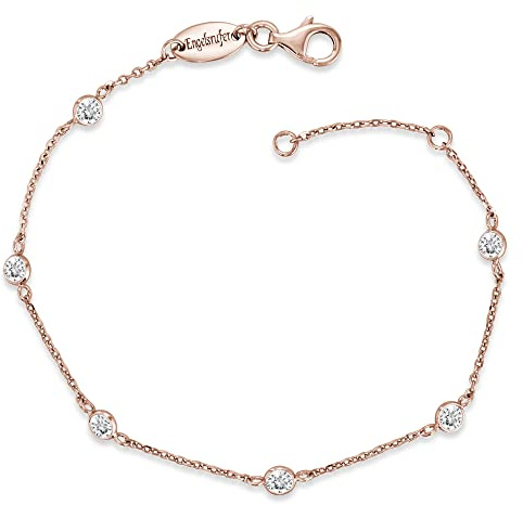 Engelsrufer Damen Armband aus Sterling Silber besetzt mit Zirkonia Steinen, Karabinerverschluss, in zwei Längen verstellbar, nickelfrei, Allergiker geeignet