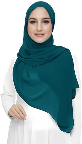 Lina & Lily Hijab para Mujer Musulmana, Tela Premium Chifón Ligero y Fluido (Verde Azulado)