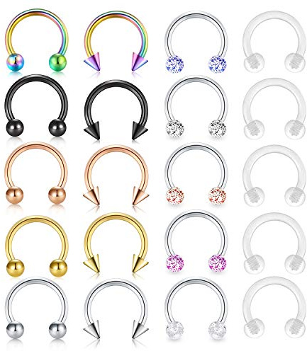 Incaton 16 Gauge 8MM Lippenpiercing Nasenpiercing Brustwarzenpiercing Chirurgenstahl Helix Septum Ring Tragus Ohrpiercing Bioflex Hufeisen Circular Barbell Retainer Piercing Schmuck