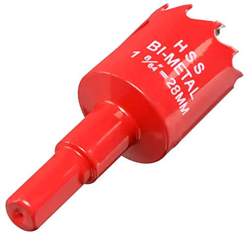 28mm Hole Saw for Wood, HSS Bi-Metal Hole Cutter for Pipe Vent, Separate Drill Bit with Hex Shank, ideal for Cutting Plasterboard, Timber, Perspex and Plastic