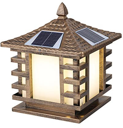 HEBXMF Solar-Pfostenleuchten Im Freien wasserdichte LED-Garten-Säulenlampe Mit Hoher Durchlässigkeit Acryl-Lampenschirm Retro-Rasen-Park-Zaun-Landschaftssäulen-Licht