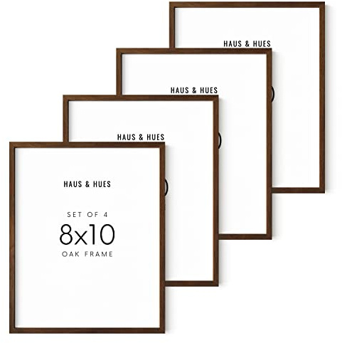 HAUS AND HUES 8x10 Picture Frame Set of 4-8 by 10 Walnut Gallery Wall Frame, Farmhouse Wooden Photo Frame 8 x 10 for Wall Collage, Pack 10 x 8 Brown Wood Wall Frames (Walnut Oak)