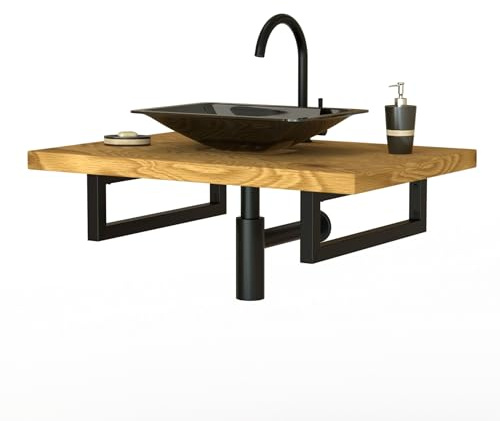 ML-Design Set 2x Consoles Murales, 450x150x30 mm, Noir, Acier, Design Flottant, Support d'Étagère pour Lavabo/Meuble/Table pour Salle de Bain/Chambre à Coucher, Réglable, Matériel de Montage Inclus