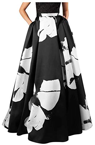 Maxirock - Gonna lunga da donna, estiva: boho, con motivo floreale, stile bohémien, gonna a maxi vintage, lunga linea ad A, gonna da spiaggia, gonna in chiffon, gonna estiva