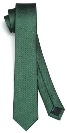 HISDERN Corbata verde oscuro Corbata delgada de seda Corbatas delgadas para hombres Corbata sólida Corbata formal clásica para boda de negocios (6 cm)