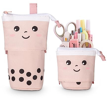 Xespis Federmäppchen Reißverschluss, Teleskopisch Mäppchen, 2-in-1 Standmäppchen, Federtasche Mädchen, Schüttelpenal Teenager, Schulmäppchen, für Mädchen Geschenke 7 8 9 10 11 12 Jahre