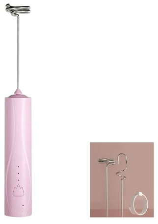Jiakalamo Milk Frother Handheld, 3-Speedmilk Frother Rechargeable with 2 Interchangeable Mixing Heads, Suitable for Eggs Beating, Latte Coffee, Milkshake, Chocolate (Pink)