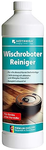 HOTREGA Wischroboter Reinigungsmittel 1 L | Konzentrat schaumlos & farblos | Bodenreiniger tensidfrei | Für Parkett, Fliesen & Vinyl | Kompatibel mit allen Saugrobotern | Ergiebig bis zu 100 L Lösung