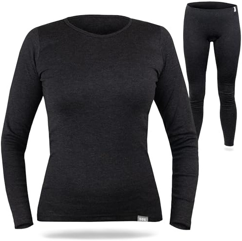 SES Thermounterwäsche Damen Set 38 bis 52 - Thermowäsche aus Baumwolle | Set aus Langarmshirt & Hose - atmungsaktiv & langlebig - angenehm weich auf der Haut für Winter, Ski & Wandern
