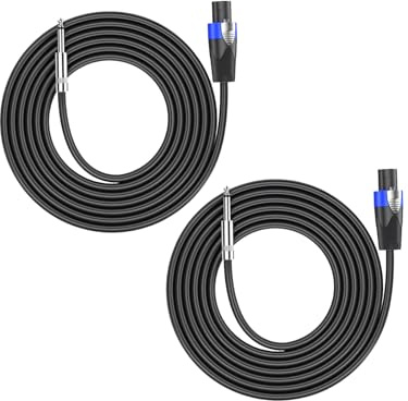 2Pack 5M Speakon zu 1/4 Kabel 15AWG 2-adriges CCA PA/DJ Lautsprecherkabel | 6,35mm TS Stecker auf Speakon Stecker mit Twist Lock, Professionelles Boxenkabel für Verstärker, Home, DJ/PA