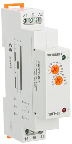 Wengart Relé de tiempo de retardo TBT7-B2, Delay On_2SPDT Cierre retrasado relé de retardo de tiempo con función única, ACDC12-240V 16A, adecuado para el control de retardo de la carga