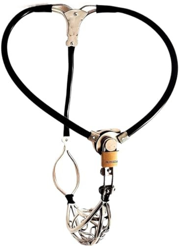 Edelstahl Keuschheitsgürtel für Mann mit Defäkationsloch Penis Käfig SM Bondage Sklave Unsichtbare Keuschheitskäfig Metall Belüftung Chastity Cage Penis Sexspielzeug für Männer(90/100cm (35/39in))