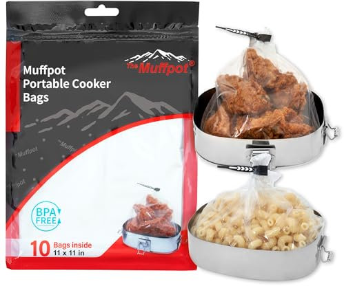 The Muffpot Portable Cooker Bags 11X 11. Compatible with All Exhaust Food Warmer.Heat resistant, food- grade, BPA free. Also Suitable for Electric Lunch Food Heater (10 bags/pk)(1pack)