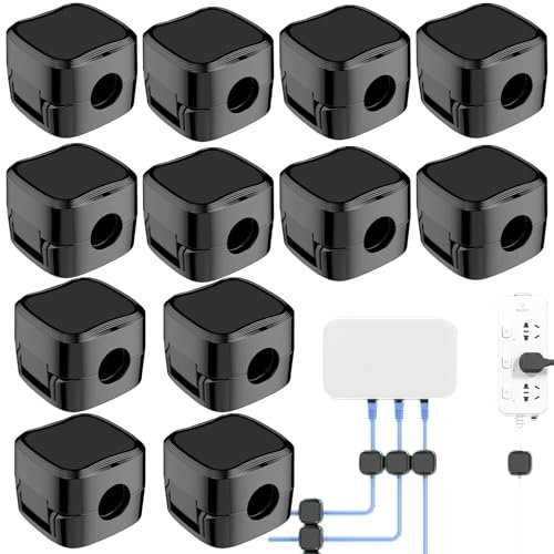 ZYNERY 12 PCS Magnetic Cable Clips, Cable Holders Cable Clips Black Cable Organizers for USB Charging Cables Power Cables Audio Cables (Black)