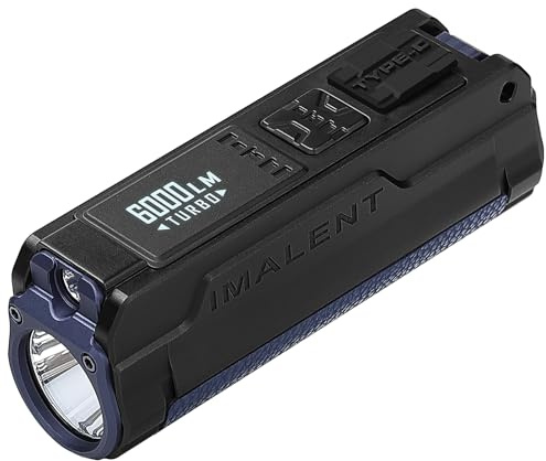 Imalent BL70 EDC Torcia Minimalista, 6000 Lumen Torcia Tattica, Luce Bianca e Rossa, con 1 CREE XHP70.2 LED, Display OLED, Ricarica Veloce Type-C, Resistente IP68 per Campeggio Escursionismo Emergenza