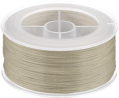 PATIKIL 0.8mm x 426feet Nylon String for Bracelets Braided Nylon Cord Nylon Thread for Wind Chime Beading Necklaces Blinds DIY Craft Jewelry Making, Khaki