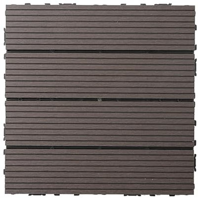 CucCe Suelos de Balcones Baldosa compuesta de plástico y Madera for terraza, 6 Piezas for Suelo de Patio, jardín, Piscina, Puerta de Entrada Interior y Exterior Baldosas encajables(Striped Chocolate)