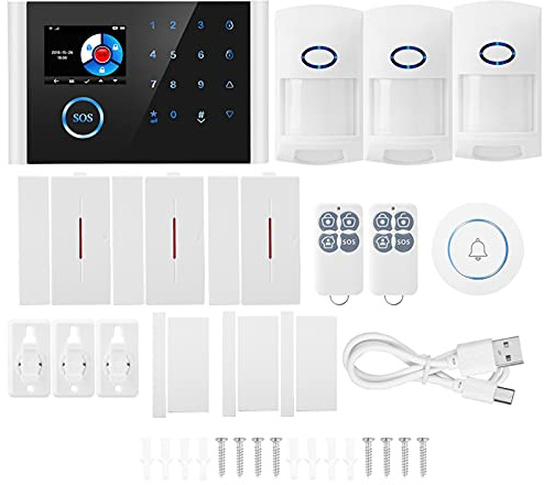 GSM Burglar Intruder Security Alarm System with 2.4 inch TFT Screen, SOS Call for Help, Wireless Doorbell, for Home Business