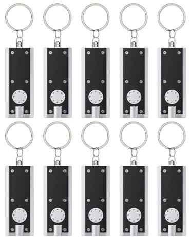 Swiixxer Mini Lampe de Poche Porte-Clés LED 12 Lumens, Torche Plate Portable Ultra Brillante pour Camping en Plein Air, Randonnée, Paquet de 10