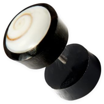 Fly Style Ohrringe Ohrstecker Fake Plug aus Horn mit Shiva Auge - Natur Damen Schmuck