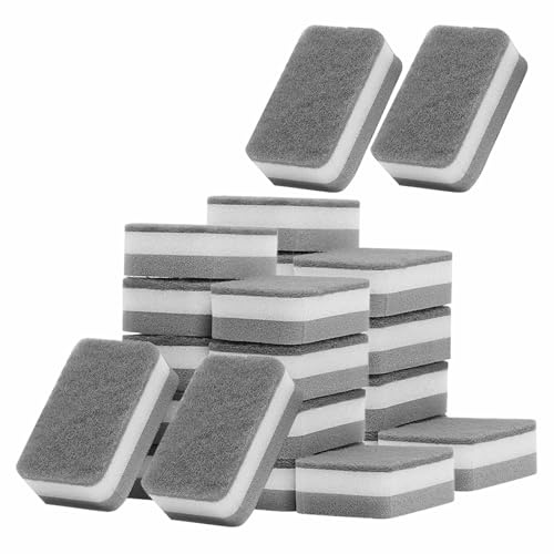 Kitchen Cleaning Sponges, Sponges in Bulk, Non Scratch for Dishes PadOdor-Free Scouring Pad Suitable Washing,Dishes, Bathroom Dishwashing Sponge Along 24 PCS, Gray, Silicone Dish Sponge