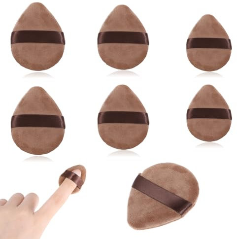 Giantree 6 mini borlas de polvo, esponja para la cara, reutilizable, suave, para polvos de maquillaje (S + M+L)