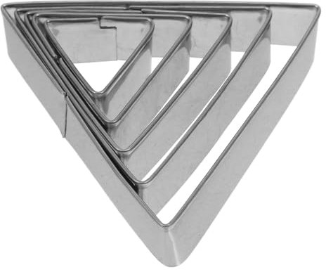 GRIRIW Triangle Stainless Steel Biscuit Cutters Set 5pcs Triangle Molds for Cookie Dough and Sugar Craft Home Baking Embossing Tools
