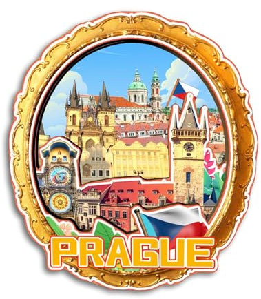 Quwsne Kühlschrankmagnet Prag Tschechischer Kühlschrankmagnet Stadt Reise Souvenirs Touristengeschenke 3D klassische Sehenswürdigkeiten handgefertigt Handwerk Heimdekoration -3904