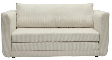 Miliboo Schlafsofa, 2-Sitzer, aus Cordstoff, Beige Leon