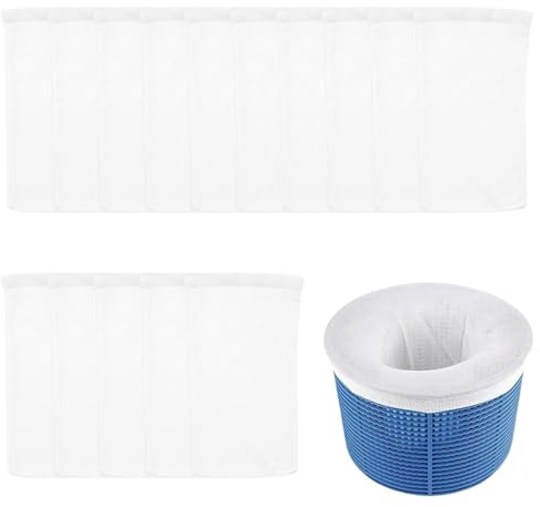 WUSJCOF 15 Pcs Pool Skimmer Socken, Skimmersocke, Sieb Für Zubehör, Filter Schwimmbad Filtersocken, Netz Socks Swimming Net, Poolskimmer Reinigung, Adjustable Basket (White)