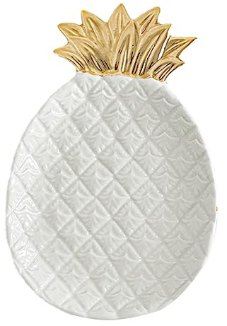 Homoyoyo Plateau à Bijoux Plateau de Rangement Délicat et Décoratif en Porcelaine Blanche D'ananas Nordique pour Bagues et Colliers Chambre ou Salle de Bain