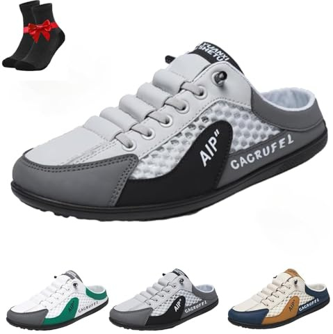 Kirposh Ciabatte Sportive estive da Uomo, Scarpe da Ginnastica Senza Schienale da Uomo, Scarpe da Ginnastica Senza Schienale in Rete Traspirante, Pantofole da Uomo(Grey,45 EU)