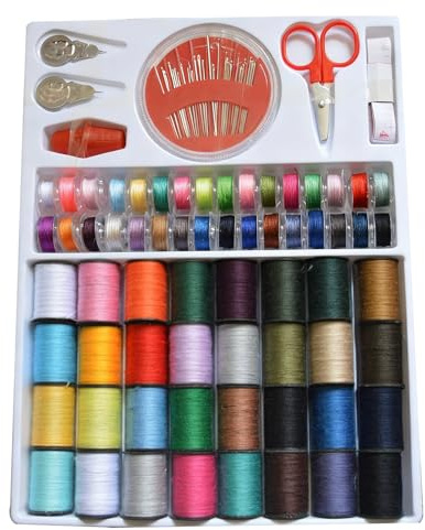 64 Pcs Handy Polyester Sewing Threads, Cotton Thread Set with Accessories Suitable for Embroidery Hand and Machine Sewing Buttons Repair DIY Craft