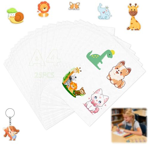 Staranry 25 Blatt Schrumpffolie Set, Dicke 0.3mm Größe 20 * 29 cm | Schrumpffolie Zum Bemalen, Durchscheinend Plastikfolien A4 Schrumpfpapier für Kinder Erwachsene Diy Handwerk