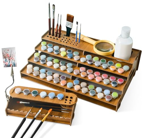 Bougimal Peinture par Numéros Organiseur, Rangement pour 78 Pots et 35 Pinceaux, Accessoires et Outils pour Kits de Peinture par Numéros pour Adultes