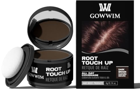 Gowwim Ansatzpuder 4g Dunkelbraun - Haarpuder Männer und für Frauen wasserfesten Haar Concealer zur Haarverdichtung Wurzeln für dünner werdendes Haar