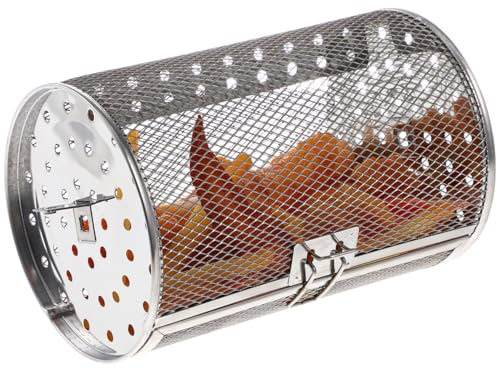 TOYANDONA Panier Rotissoire Inox pour Friteuse à Air Panier Cuisson Barbecue avec Porte Amovible Résistant et Facile à Nettoyer Accessoire Cuisine Polyvalent pour Grill et Fruits Secs