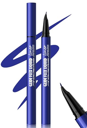 Erinde Dunkelblau Eyeliner, mit 18° Gebogener Präzisionsspitze, Wasserfest & Wischfest Eye Liner, Hochpigmentiert, Schnelltrocknend und Langanhaltend, Geschmeidige Linien, Anfängerfreundlich, Vegane