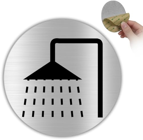 LEIASA | Panneau Autocollant Douche - Épaisseur 0,8 mm - Diamètre Ø 100 mm - Aluminium - Signalétique - Plaque Zone de - (Douche)