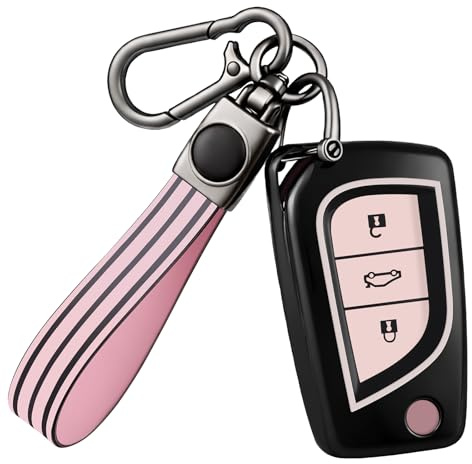 OFF WE GO Autoschlüssel Hülle für Toyota RAV4 Scion TC IM Corolla Prius | Schlüsselhülle für Yaris Aygo Auris Camry Avensis Schlüsselcover mit Schlüsselanhänger Schlüssel Hülle Gehäuse Cover