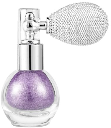 Highlighter Powder Spray, Glitter Spray for Body Face Hair, Purple Shimmer Sparkle Body Glitter High Gloss Spray Non-Sticky Long-Wear Glow, Party Festival Makeup for Women & Girls