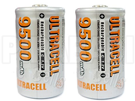 2 batterie Accus C R14 LR14, 9500 mAh, ricaricabile, 1,2 V, NI-MH