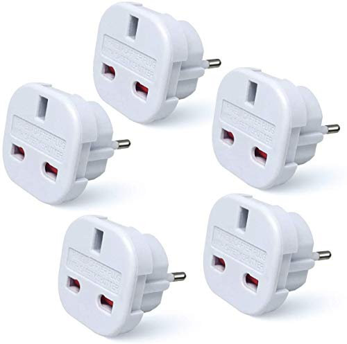 Gadgets Hut UK - 5 x UK to EU Europe European Travel Adapter suitable for France, Germany, Spain, Egypt, China - Refer to Product description for Country list