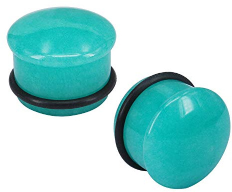 ZeSen Jewel Mosambik Amazonite Naturstein-Ohr-Stecker-Ohr-Spur edle Temperament einzelner Aufflackern-Ohr-Expander-Tunnel (2) Gauge = 2g (6 mm)